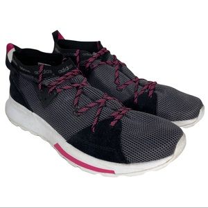 ADIDAS Quesa Trail Running Sneaker Shoes CloudFoam Charcoal Black Pink Size 10